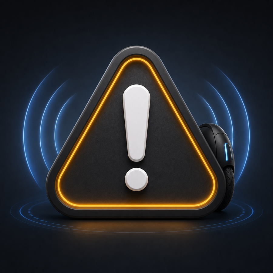 Exclamation mark warning symbol with EucBuddy-style Bluetooth accents